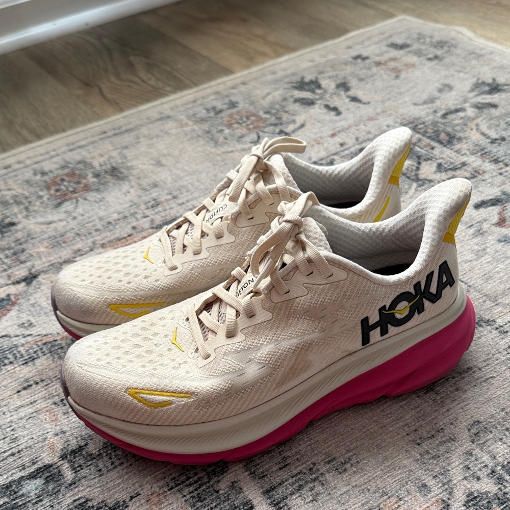 Hoka Women's Beige and Pink Athletic Shoes